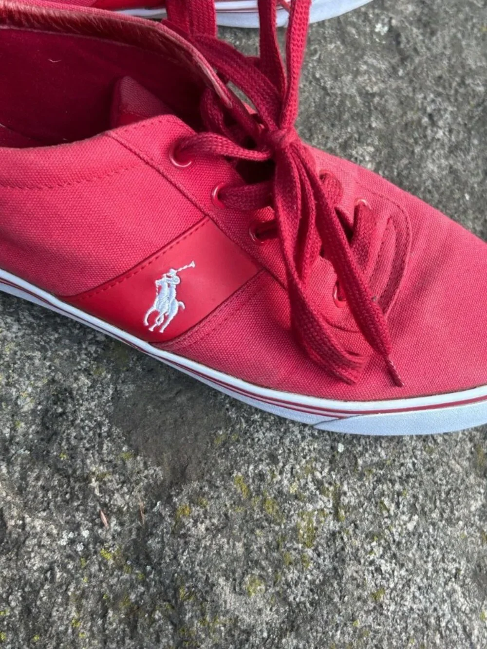 Polo by Ralph Lauren Men’s Hanford Red Canvas Low-Top Sneakers Size 11.5